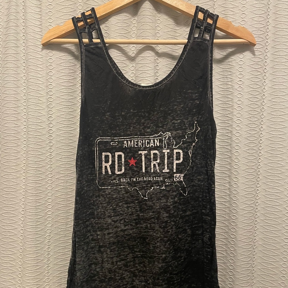 Sheer Black Tank Top America Graphic